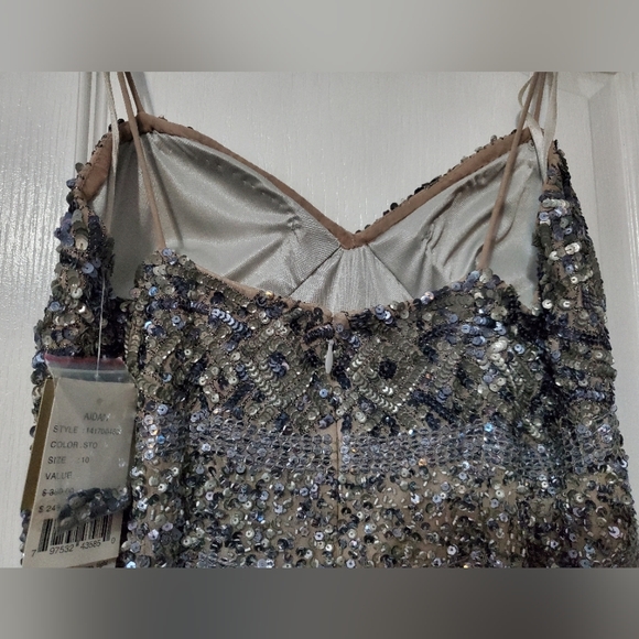 NWT Silver Sequin Embellished Cocktail Dress Size 10 by Aidan Mattox - Picture 10 of 14